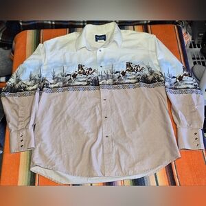 Vintage Wrangler Men's AOP Pearl Snap Western Shirt XL